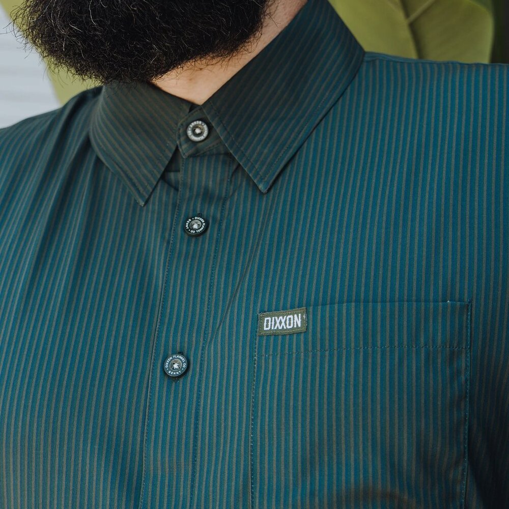 NWT Dixxon Flannel Benny TS Pine Green Microstripe Short Sleeve Shirt